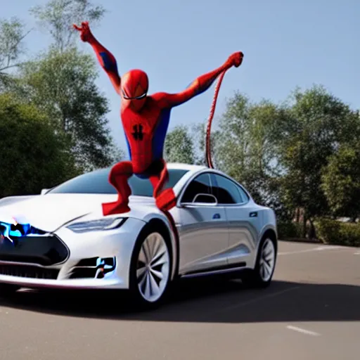 Image similar to Spiderman created by Tesla company