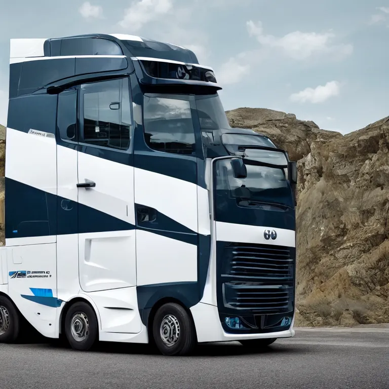 Prompt: A lorry/truck designed and produced by BMW, promotional photo,