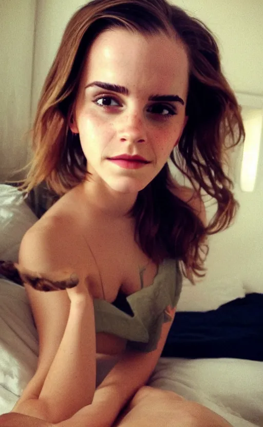 Image similar to emma watson bedroom selfie, instagram, hollywood