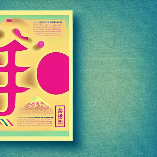 Prompt: poster design with bright and colourful vintage typographic Japanese katakana, layout design, illustrator vector graphics