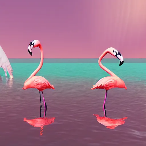 Prompt: flamingo beeple
