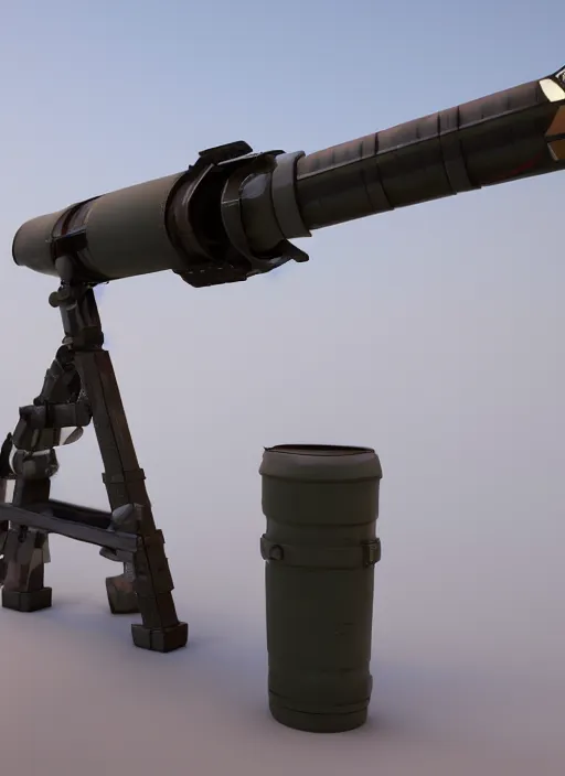 Image similar to octane render of a rocket launcher