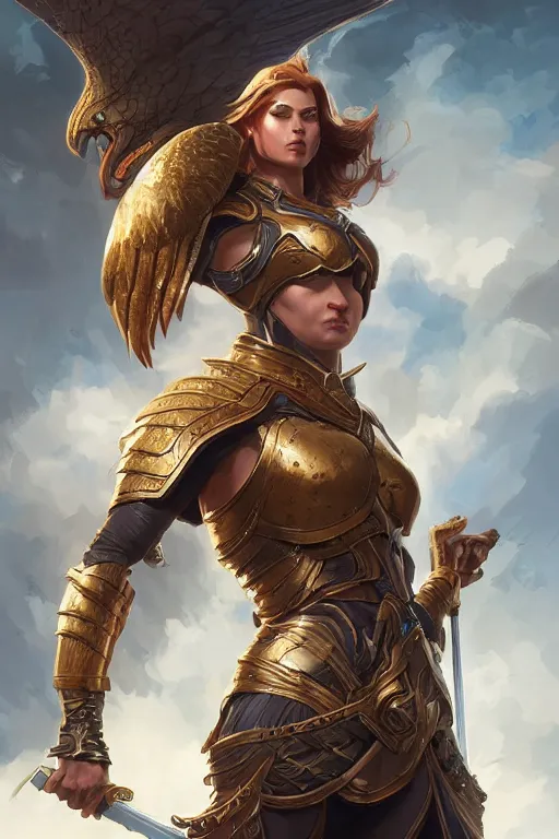 Image similar to amazon valkyrie athena, d & d, fantasy, portrait, highly detailed, headshot, digital painting, trending on artstation, concept art, sharp focus, illustration, art by artgerm and greg rutkowski and magali villeneuve