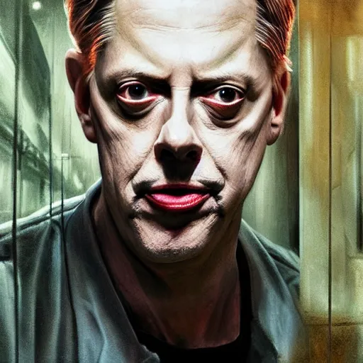 Prompt: hyperrealistic mixed media high resolution painting of a Steve Buscemi in Total Recall, stunning 3d render inspired art by István Sándorfi and Greg Rutkowski and Unreal Engine, perfect symmetry, dim volumetric lighting, 8k octane beautifully detailed render, post-processing, extremely hyper-detailed, intricate, epic composition, highly detailed attributes, highly detailed atmosphere, cinematic lighting, masterpiece, trending on artstation, very very detailed, masterpiece, stunning, flawless structure, lifelike texture, perfection,