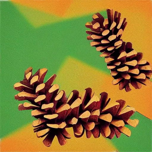 Prompt: pinecones floating across time and space, abstract art in the style of cubism,