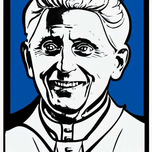 Image similar to portrait of pope benedict xvi screen print. pop art, high detail 8 k