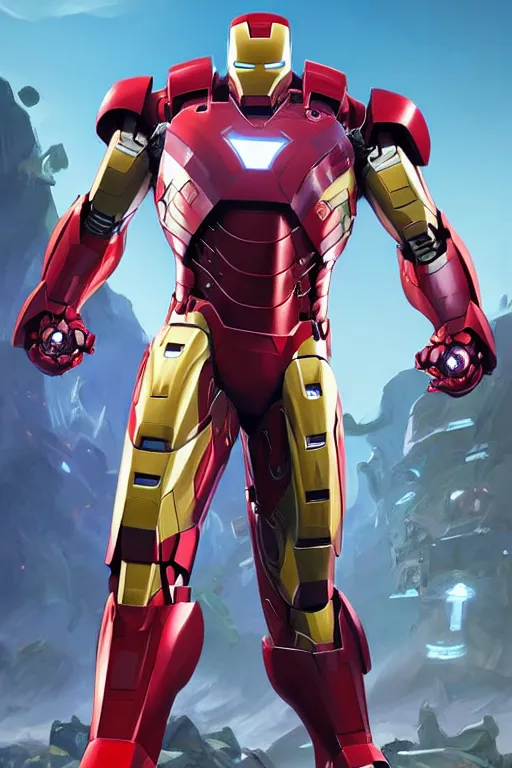 Image similar to epic iron man portrait stylized as fornite style game design fanart by concept artist gervasio canda, behance hd by jesper ejsing, by rhads, makoto shinkai and lois van baarle, ilya kuvshinov, rossdraws global illumination radiating a glowing aura global illumination ray tracing hdr render in unreal engine 5