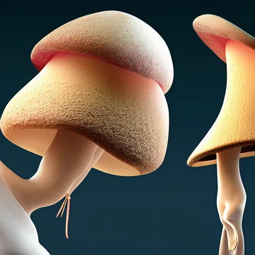 Image similar to cute alien mushroom girl side view photography model full body style of jonathan zawada, thisset colours simple background objective