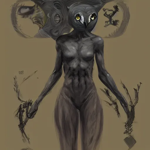 Prompt: human owl hybrid create, trending on artstation, concept art