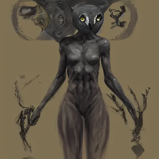 Image similar to human owl hybrid create, trending on artstation, concept art