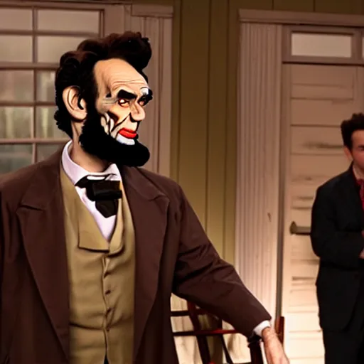 Prompt: The It's Always Sunny in Philadelphia episode where the gang meets Abe Lincoln, photo realistic, studio lighting