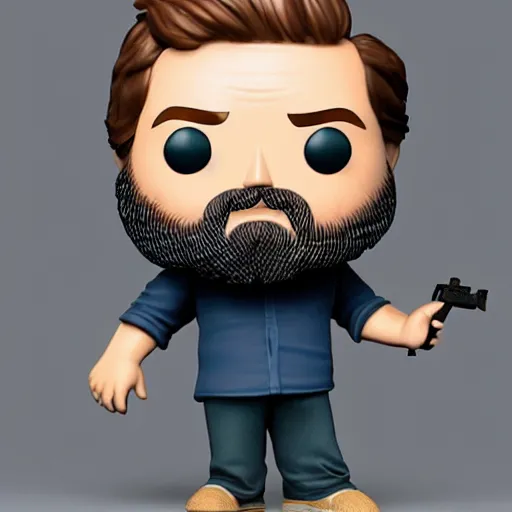 Prompt: zach galifianakis funko pop with short hair and gray beard