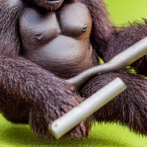 Image similar to macro photo of a miniature ho scale gorilla figure, taken with canon 8 0 d, canon 1 0 0 mm f / 2. 8