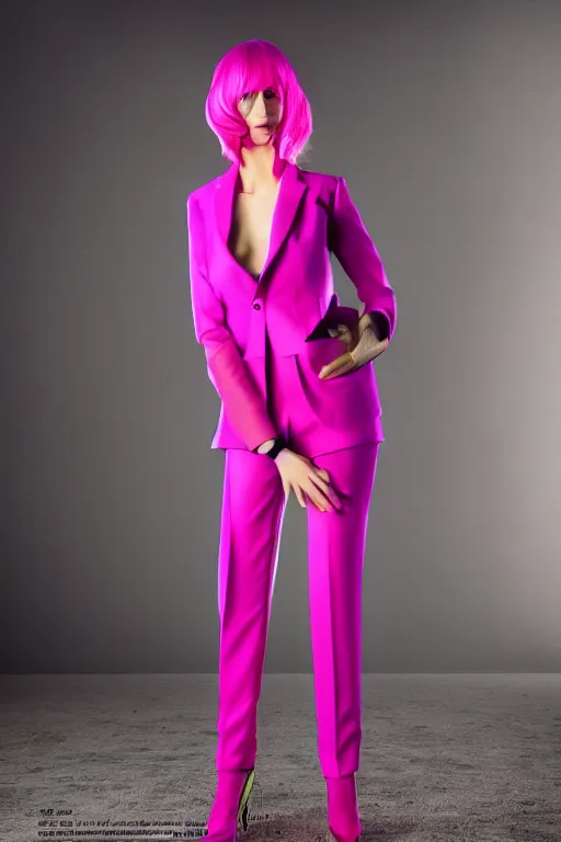 Image similar to realistic photoshooting for trouser suit for a rave, bright colors, vhs colour photography, photo for a magazine, photo for a store, fashion photography, Vogue,, cinematic, high detail, 8k, dynamic pose,Smooth skin, perfect face, 80mm lens, 1.2 aperture, close up, cinematic light, very detailed, cover magazine