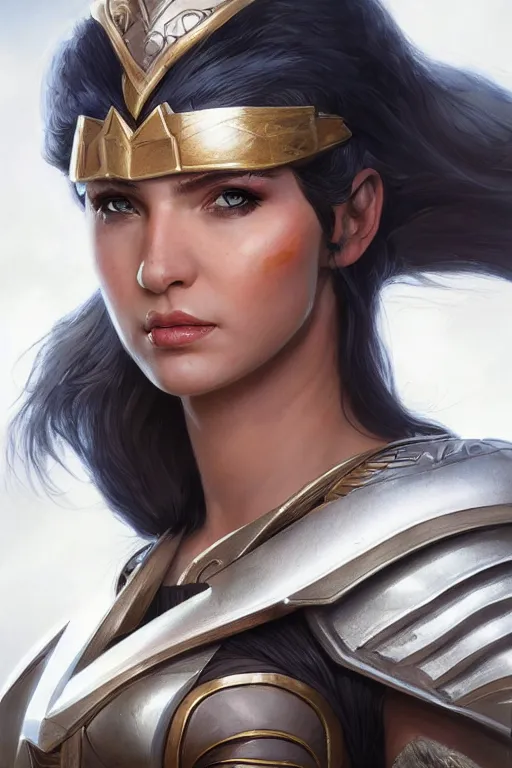 Image similar to amazon valkyrie athena, d & d, fantasy, portrait, highly detailed, headshot, digital painting, trending on artstation, concept art, sharp focus, illustration, art by artgerm and greg rutkowski and magali villeneuve