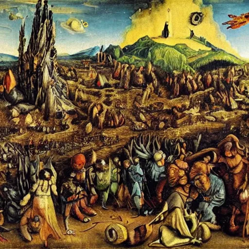 Image similar to this is hell, oil painting by albrecht altdorfer