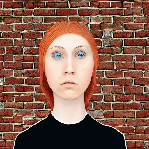 Prompt: kaleidoscopic unrealized portrait of a sad lady 2 0 years old, with brick