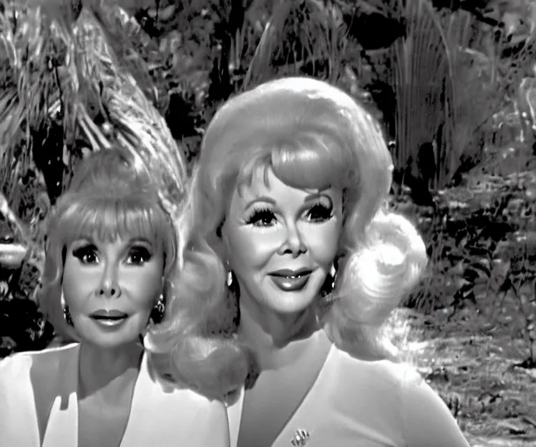 Image similar to barbara eden is a guest - star on an episode of gilligan's island with gilligan and the skipper, video still