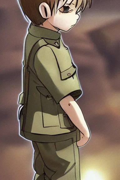 Prompt: beautiful little boy in nazi male uniform. made in abyss art style, sharps focus, cute detailed artwork, anatomically correct, ilya kuvshinov, reflection, perfect composition, wallpaper mobile, digital art, detailed anime soft face, symmetrical face, western comic, illustration, realistic, nazism, smooth, lois van baarle, gold ration, soft details