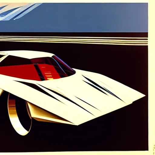 Image similar to concept art for a car huge sharp spikes, painted by syd mead, high quality