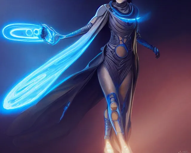 Image similar to photography of alia atreides of the knife, completely blue glowing eyes, deep focus, dune, science fiction, intricate, elegant, highly detailed, digital painting, artstation, concept art, matte, sharp focus, illustration, hearthstone, art by artgerm and greg rutkowski and alphonse mucha