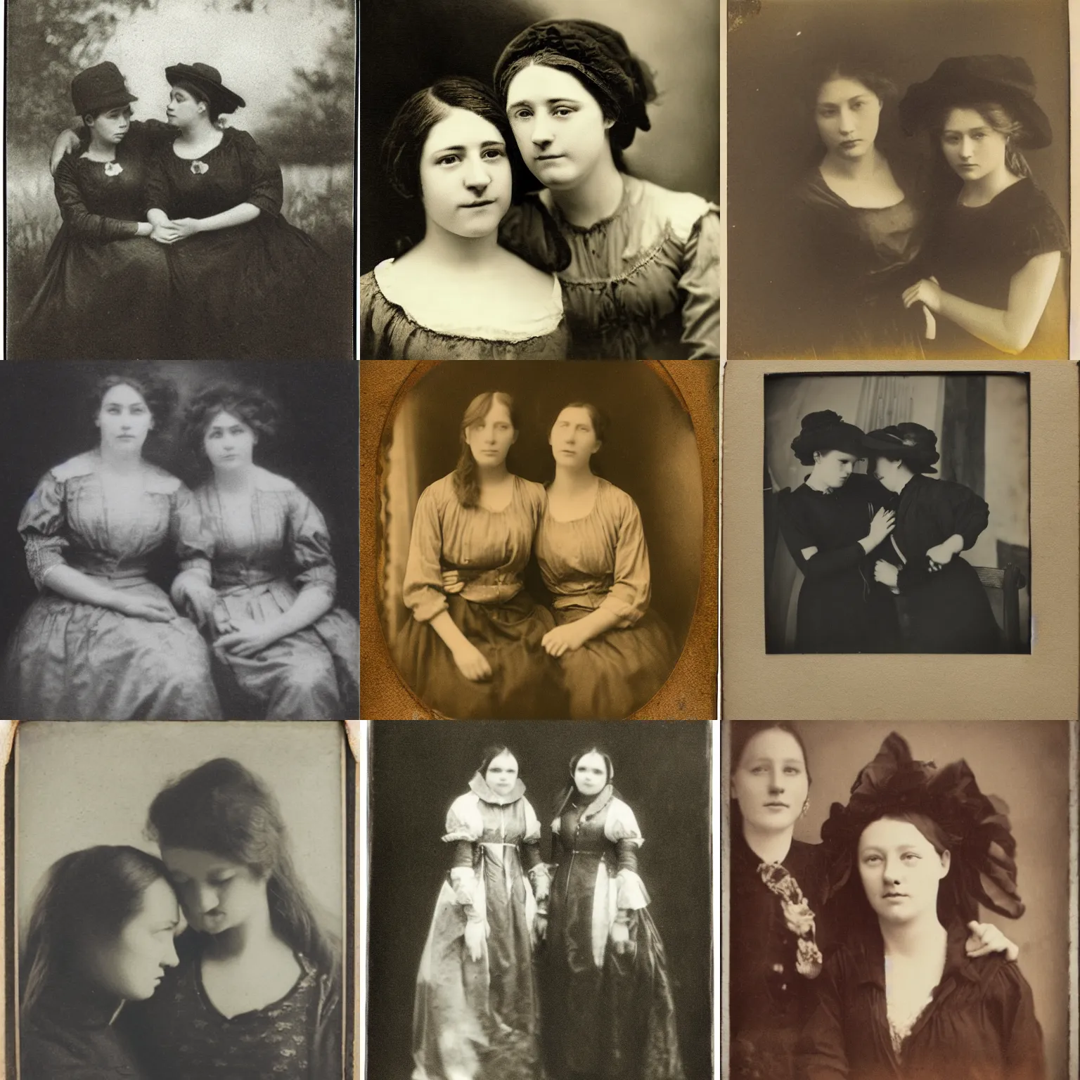 Prompt: pictorialism photo of a lesbian couple