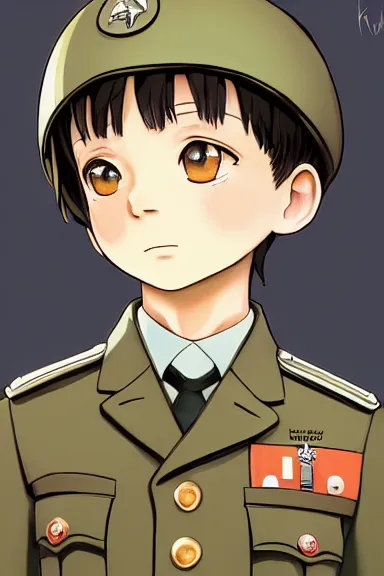 Image similar to beautiful little boy in nazi male uniform. made in abyss art style, sharps focus, pose, cute detailed artwork, anatomically correct, ilya kuvshinov, reflection, perfect composition, wallpaper mobile, digital art, detailed anime soft face, symmetrical face, western comic, illustration, realistic, smooth, lois van baarle, soft details, balthus