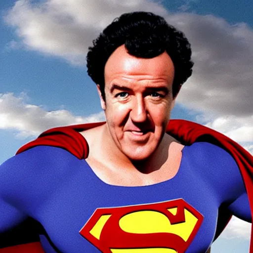 Image similar to film still of jeremy clarkson as superman