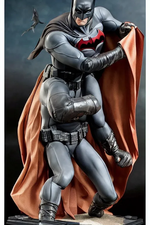 Image similar to batman 1 2 inch action figurine hot toys'sideshow painting the style of leonardo da vinci!