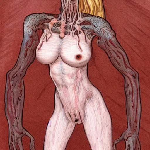 Prompt: weird flesh female creature