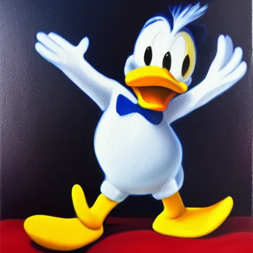Image similar to donald duck, oil painting