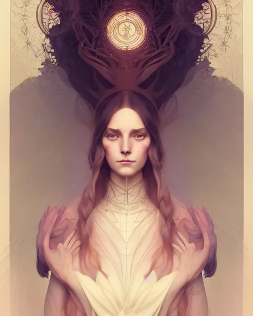 Image similar to symmetry portrait of sophie from how's moving castle, forest, intricate, elegant, highly detailed, digital painting, artstation, concept art, smooth, sharp focus, illustration, art by artgerm and greg rutkowski and fra angelico and alphons mucha