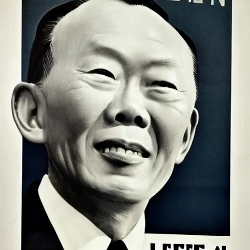 Prompt: A 1950s poster of Lee Kuan Yew