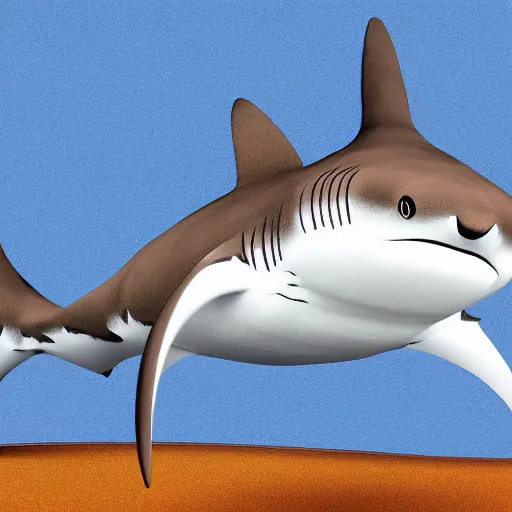 Image similar to award - winning digital art of a cross hybrid between a shark and a cat