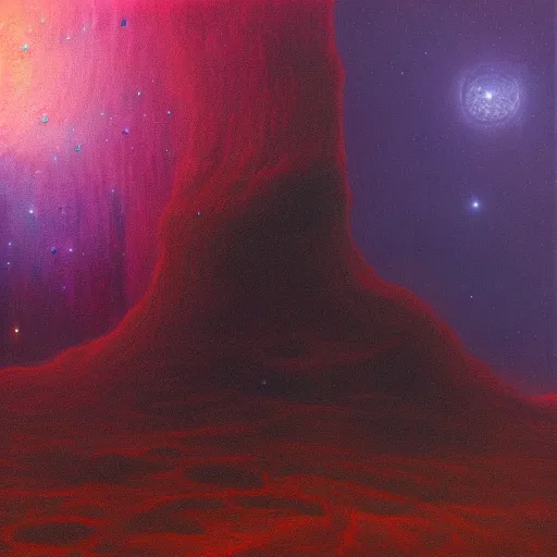 Prompt: Nebula Solstice by Zdzisław Beksiński, 4k UHD, 8k resolution, photorealistic imagery, artistic style