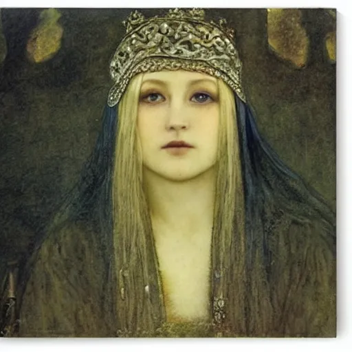 Image similar to beautiful young medieval queen by john bauer