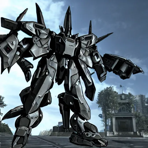 Prompt: gameplay in ps 5 armoredcore 6, one slim full body ornate armored core by fujioka kenki and by mamoru nagano,