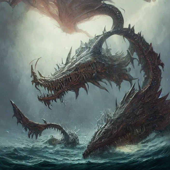 Image similar to sea monster large horror under the ocean d & d, d & d style, trending on artstation, intricate, highly detailed, vivid painting, colorful, art by greg rutkowski