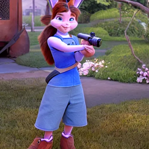 Prompt: Judy Hopps played by a young actress in live-action adaptation