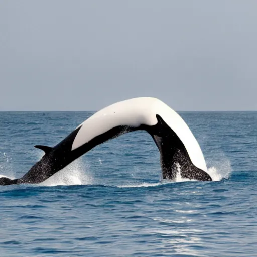 Prompt: A humanoid orca whale and great white shark boxing in a ring