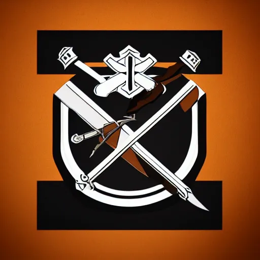 Prompt: Logo with cross and swords for the pub of the beer lover crusaders order , graph design, typographic, digital painting, artstation, concept art, smooth, sharp focus, illustration, artstation trending, octane render, unreal engine