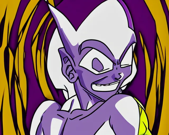 Image similar to detailed cartoon portrait of freeza from dragon ball z, 3 d pixar, sharp high quality