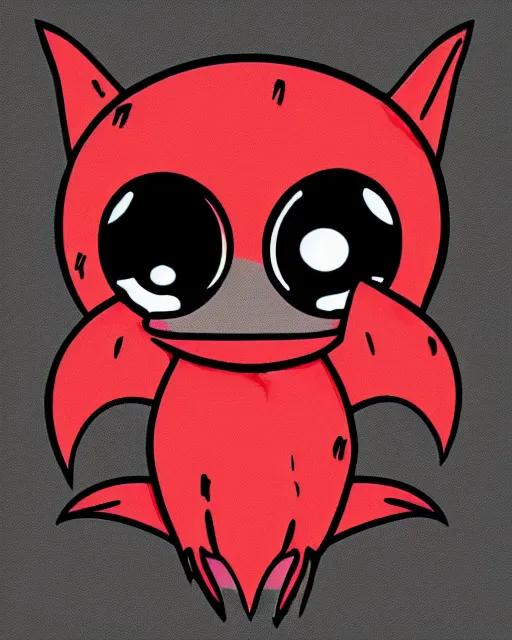 Image similar to 2 d logo, cute red bat that is crying, line art