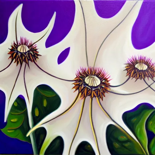 Image similar to oil painting of datura strammonium flowers