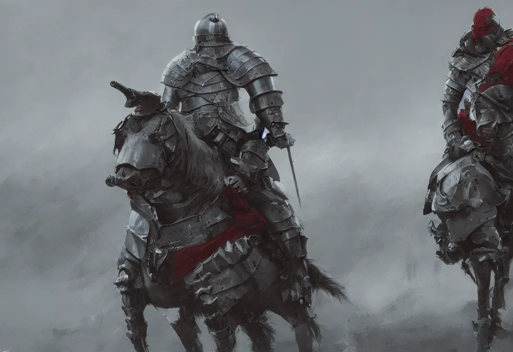 Image similar to boris johnson as a medieval knight, artstation, jakub rozalski, high detail, dramatic lighting