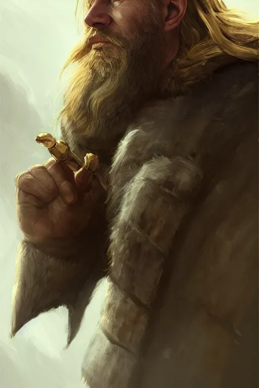 Image similar to Portrait of a Viking king, wide angle, super highly detailed, professional digital painting, artstation, concept art, smooth, sharp focus, no blur, no dof, extreme illustration, Unreal Engine 5, Photorealism, HD quality, 8k resolution, cinema 4d, 3D, beautiful, cinematic, art by artgerm and greg rutkowski and alphonse mucha and loish and WLOP