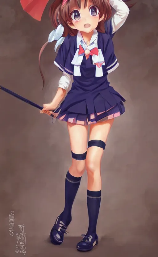 Prompt: Anime school girl fanart. By Konstantin Razumov, highly detailded