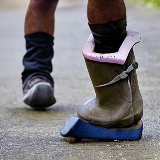 Image similar to a skate boot on a foot covered in cast