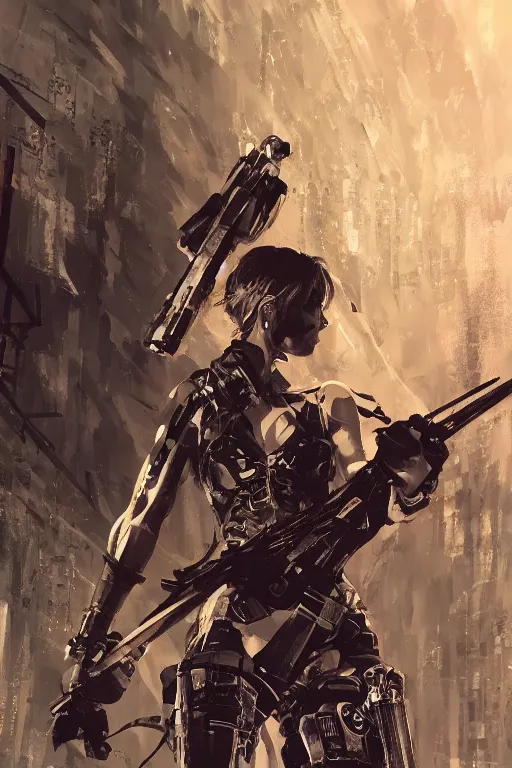 Prompt: girl with an exoskeleton wielding a large axe, futuristic, beautiful collaborative painting by yoji shinkawa, greg ruthowski, alphonse murac, ultrafine detail, 4 k, 8 k, artstation