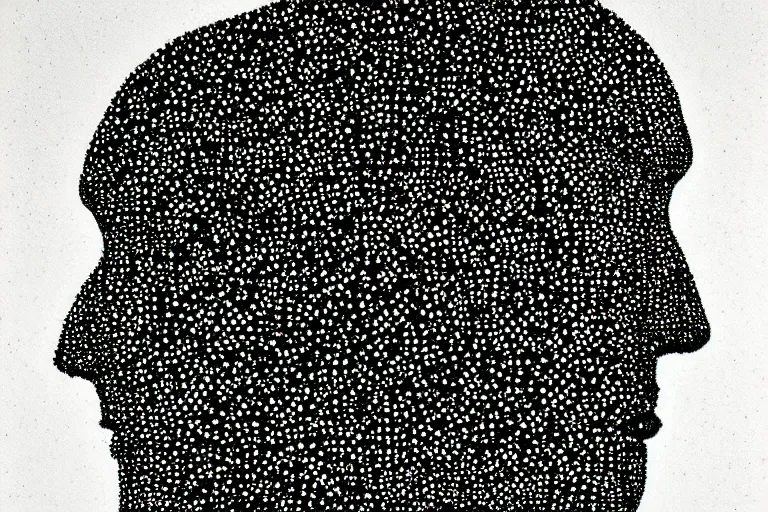 Image similar to anxiety, faceless people dark, dots abstract, dripping, stipple, pointillism, technical, abstract, minimal, style of francis bacon, asymmetry, pulled apart, stretch, cloak, eerie, made of dots, abstraction chemicals, balaclava mask, colored dots, sploch